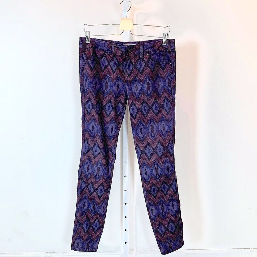 Free People Size 29 Purple Blue Cyndi Hi Rise Skinny Jeans Ikat